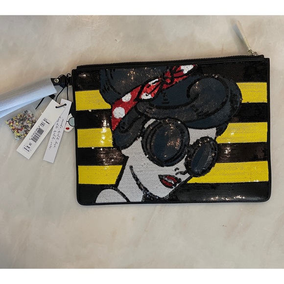 Alice+Olivia Stace Face Large Zip Pouch w/ Multicolor Wristlet NWT Pristine - Picture 1 of 13